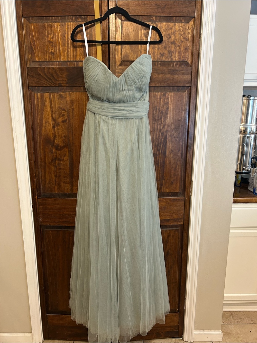 Revelry Sage Green Tulle Strapless Maxi Dress